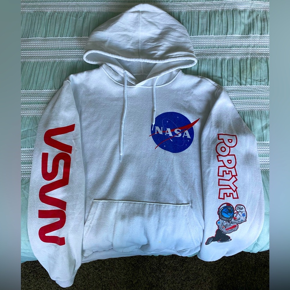 Popeye/NASA white hoodie